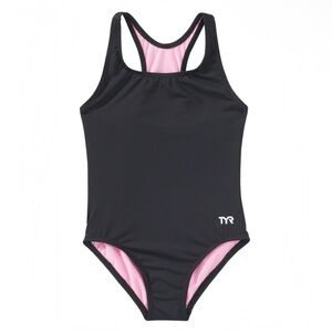TYR Durafast Lite Girl's Solid Maxfit Swimsuit, Black - Size L (10/12)